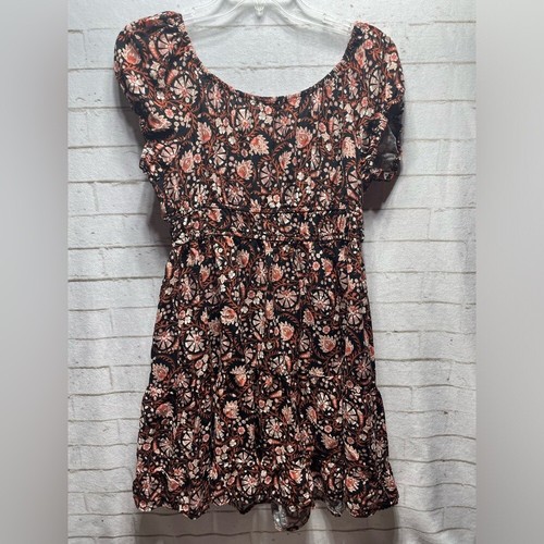 Ultra Flirt Women's Large Multicolor Floral Summer Mini Dress Cinched Waist - Picture 6 of 7