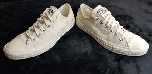 Converse AS Chuck Taylor Shoes Womens 9.5 White&Beige Embroidery MINT - Picture 7 of 14