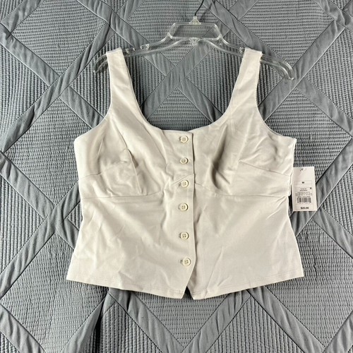 A New Day White Button Up Vest Size M