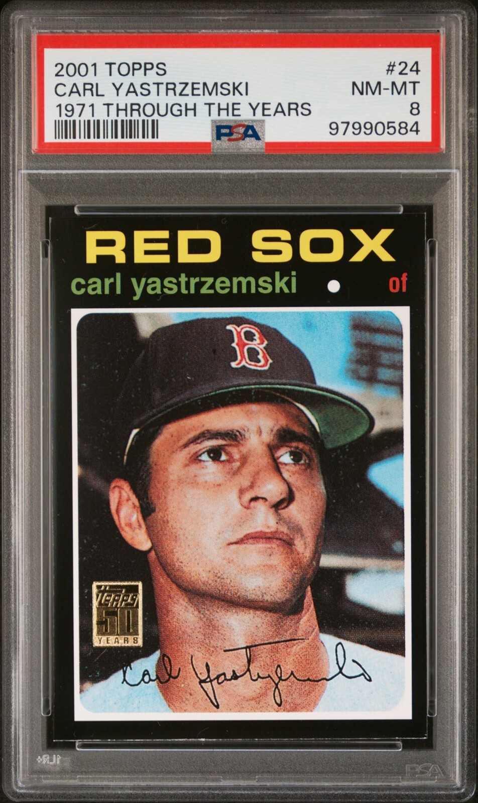 PSA 8 NM MINT 2001 TOPPS CARL YASTRZEMSKI #24 YAZ RED SOX 1971 YEARS B183