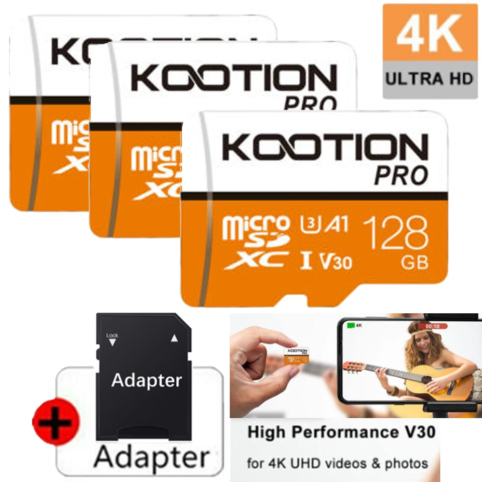 4 Pack x 128GB Micro SD Card CLASS 10 TF Memory Card SDXC Phone Camera + Adapter - Image 3 of 4