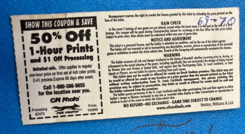 Mark McGwire Home Runs 69/70 Ticket Stub St Louis Cardinals Busch Stadium 1998 - Bild 3 von 3