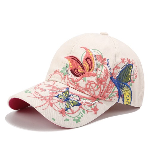 Baseballmütze Damen Stickerei Schmetterling verstellbar Sommer Pailletten Sonne Freizeithut - Bild 8 von 15