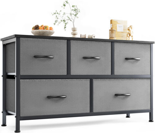 5 Drawer Fabric Bins Dresser Bedroom Storage Tower Cabinet, Chest of Drawers - Picture 12 of 14