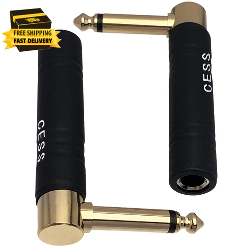 CESS-190 Guitar Plug Adapter Right Angle 1/4 Inch TS Female to 1/4 Inch TS 2 Pk - Picture 5 of 7