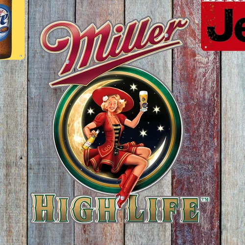 Vintage Style Miller High Life Beer Metal Sign Game Room Man Cave Bar 15.5x 14