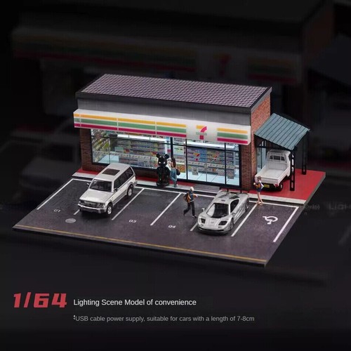 1/64 Diorama Car Garage Model LED City Street Shop View Scene Display Model Toys - Picture 11 of 78