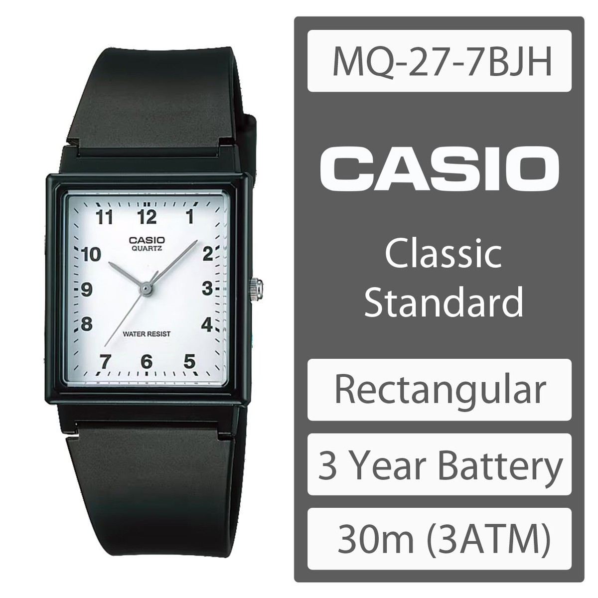 CASIO MQ-27-7BJH Rectangular Standard Analog Watch | eBay