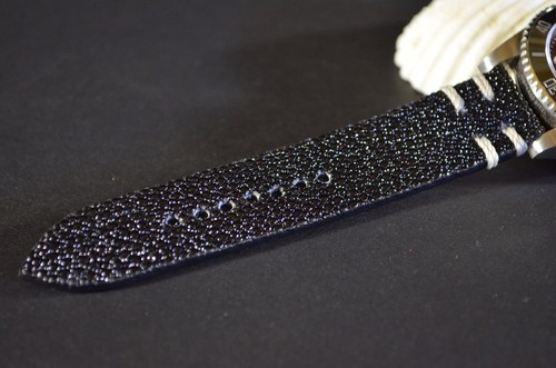 PULSERA RELOJ 22 20 18MM NEGRO BLANCO AUTÉNTICO RAYAS MA CORREA HECHA A MANO PARA ROLEX - Imagen 8 de 12