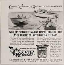 1955 Print Ad Woolsey Cawlux White Marine Paints 2 Boats Made in USA