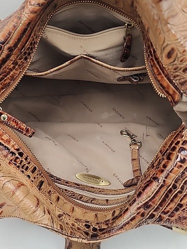 Brahmin Brown Croc Embossed Hobo Satchel Bag And Wallet Set - Picture 21 of 23