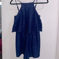 Lilly Pulitzer Navy Blue Celyn Lace Romper Size 00 EUC