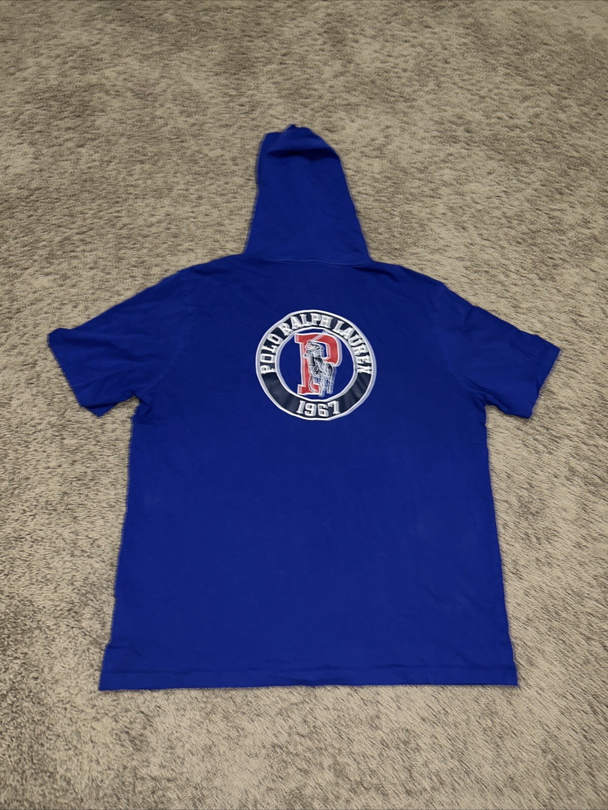 Polo Ralph Lauren P67 Pony SS T Shirt con Cappuccio Blu Reale Uomo Large