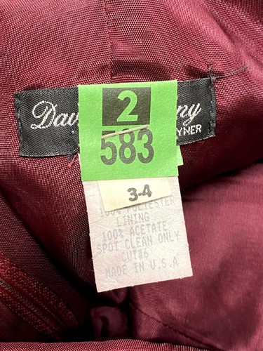 Vintage Dave & Johnny Prom Dress Maxi Gown Y2K Burgundy Red Corset Wrap + Jacket - Picture 14 of 15