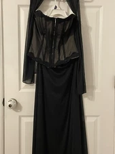 Aspeed 3 Pieces Corset, Long Skirt and Shoulder Cover Color Black Vintage 