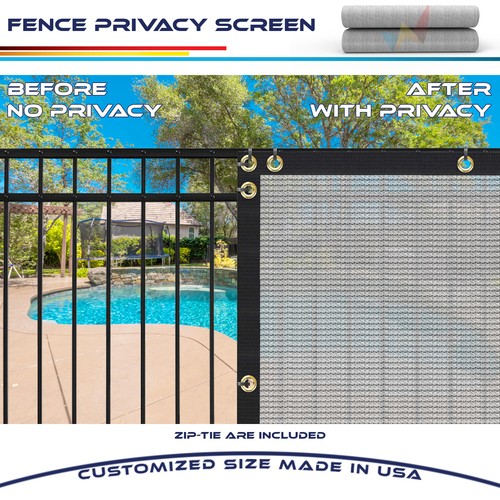Custom Size Gray 6FT Privacy Fence Screen Commercial Windscreen Mesh Cover - Picture 6 of 13