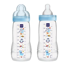 MAM Easy Active Baby Bottles 11Oz, Fast Flow Skinsoft Silicone Nipple with Wide