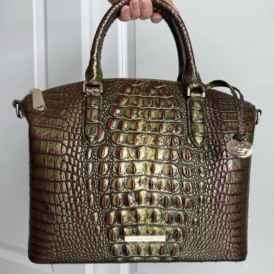 Bolso Brahmin Duxbury Pesto Melbourne Cuero Verde Púrpura Foto 2 de 4