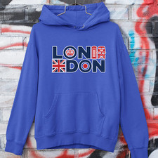 London Hoodie UK United Kingdom Flag Patriotic Slogan British Pride Gift