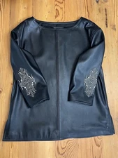 Thomas Wylde Women's Leather Tunic Top With Elbow Embellishments