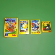 4 HABA Games Bundle/Lot : Obstgarten Mucks Mauschen Still Mondreise Rhino Hero