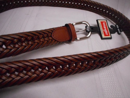 Wrangler Herren Flechtgürtel Kastanienbraun Größe 46 Echtleder Neu mit Etikett - Bild 6 von 6