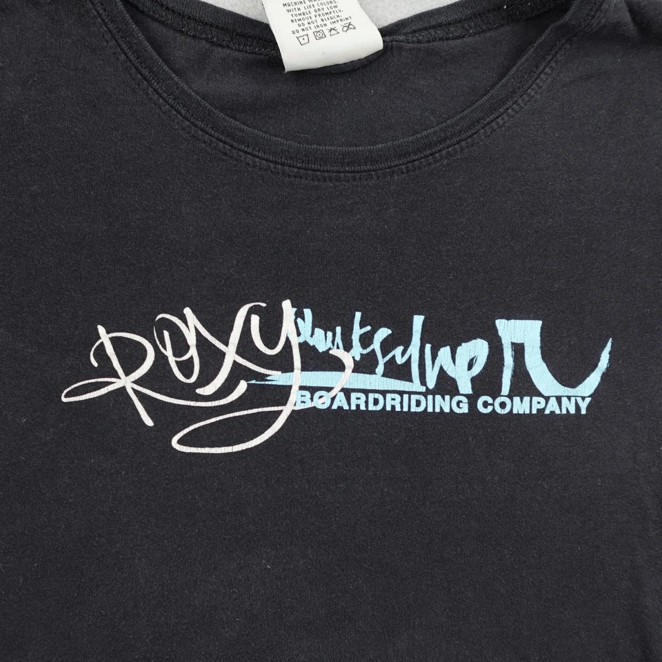 Camisa Roxy De Colección Para Mujer Mediana Negra Quiksilver Paradise Surf Gorra Manga Y2K Foto 3 de 4