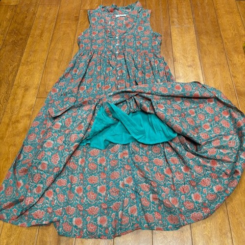 Natural Life Damen Midikleid mit Knöpfen Blumen Cottagecore Größe S Quasten Baumwolle - Bild 9 von 9