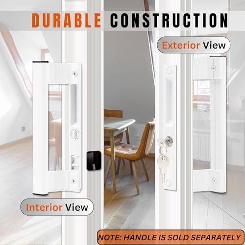 Glasschiebetürdrücker Set | 6-5/8′′ Loch-Mitte, Unterputzhaken WEISS SCHLOSS - Bild 7 von 7