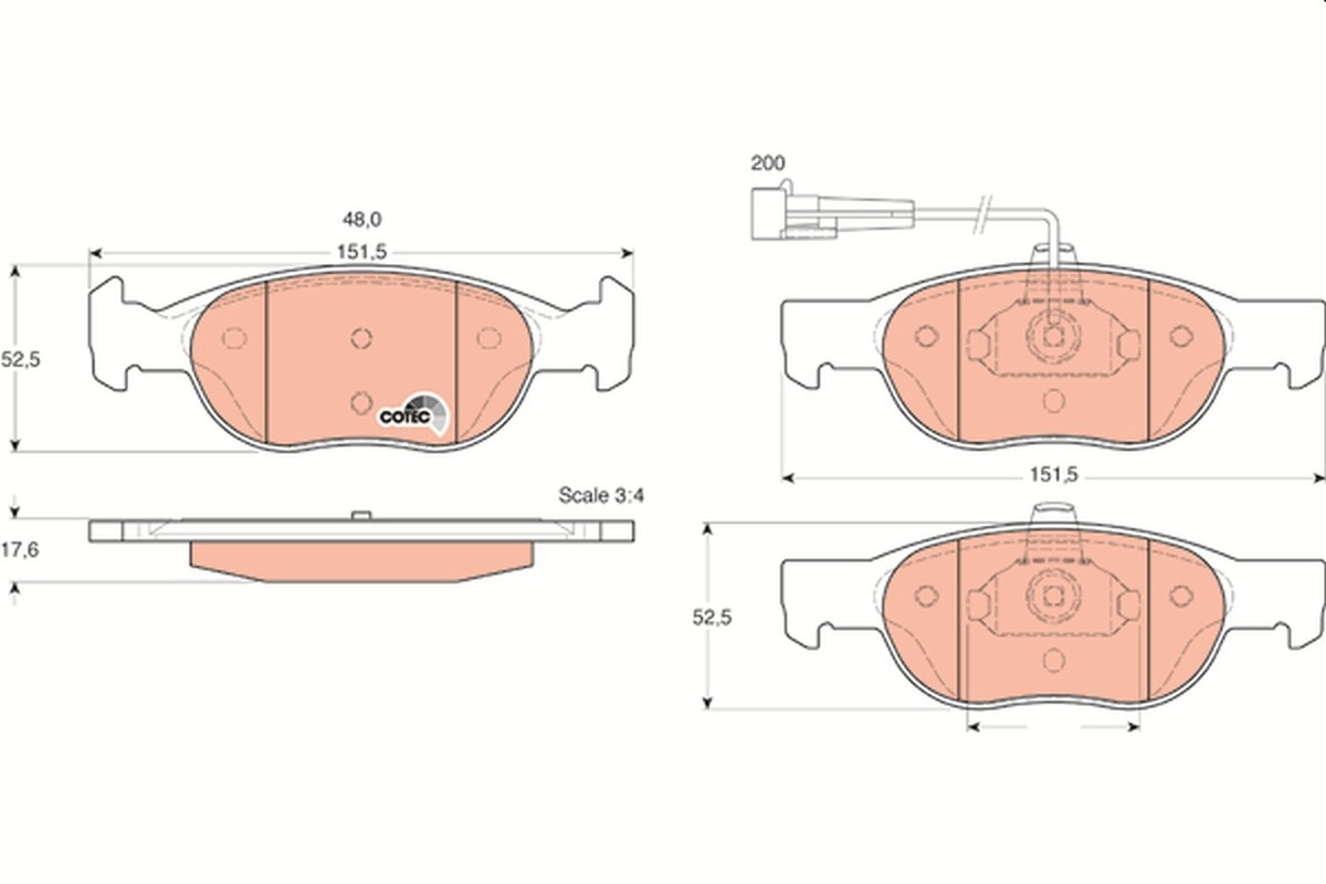 Front TRW-OE GDB1291 Brake Pad Set, disc brake for ALFA ROMEO,FIAT,LANCIA