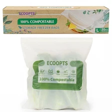 100% Compostable Large Gallon Zip Bag | ECO-Friendly Food Storage Bags | Free...