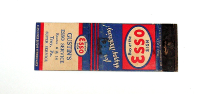 #ad Vintage ESSO Gas amp; Oil Matchbook Cover Gustin#x27;s Service Troy PA $5.97