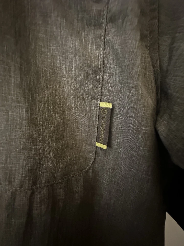 Camisa Merrell Para Hombre Grande Manga Corta Verde Abotonada Opti-wick UPF 30 Sin Etiquetas Foto 4 de 4