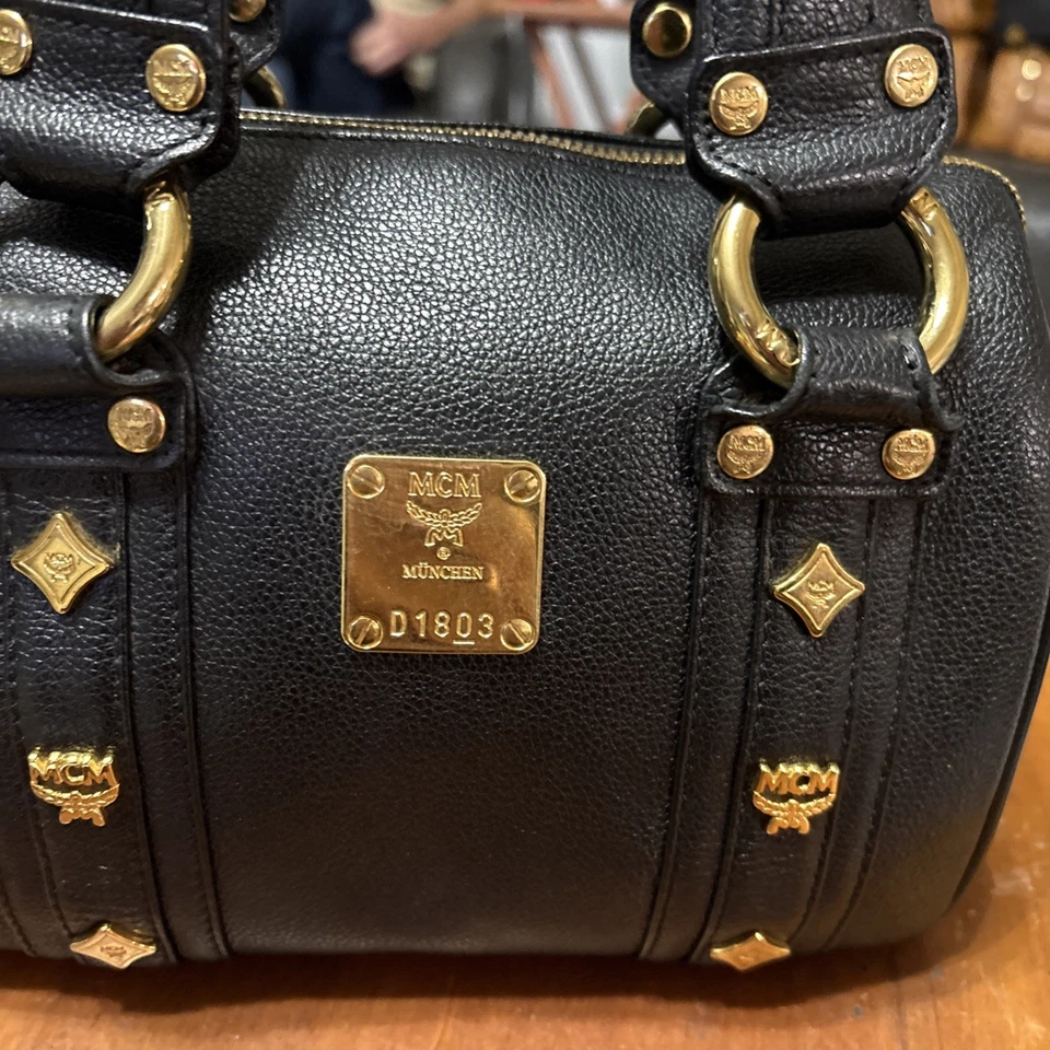 MCM Black Pebbled Leather Boston Bag - Image 2 of 4