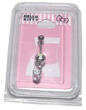 Hello Kitty Belly Button Piercing Ring 14G, 1.6mm Rhinestone NEW