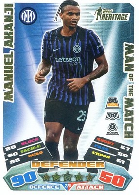 2025-26 Match Attax UEFA MANUEL AKANJI #270 Topps Heritage MOFTM