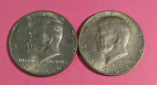 1964P & 1964D - 2 Kennedy Halves - Almost Unc. Condition/Some Toning/Little Wear