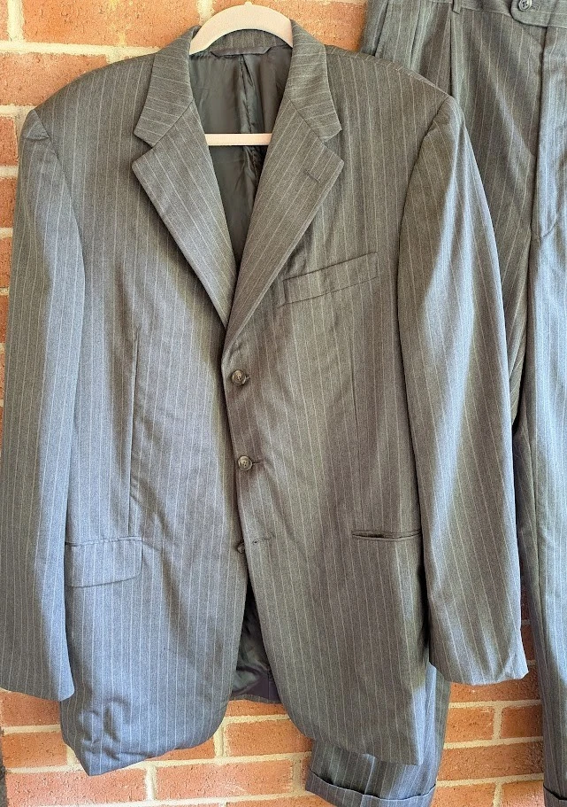 Conjunto de Traje Loro Piana Para Hombre Pin Rayas Italia Tasmania Super 120's Negocios Formal Foto 2 de 4