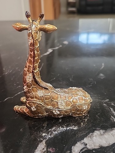 Enameled Bejeweled Giraffe Large Trinket Jewelry Box MINT - Picture 4 of 6