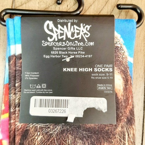 Spencers Body Rage Sloth In A Donut Knee High Socks - Size Sock 9-11 Shoe 5-10 - Picture 3 of 5