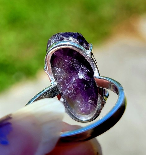 🪨NEW 8 ROUGH/ RAW AFRICAN AMETHYST 925 STERLING BIG ARTISAN RING - Bild 6 von 10