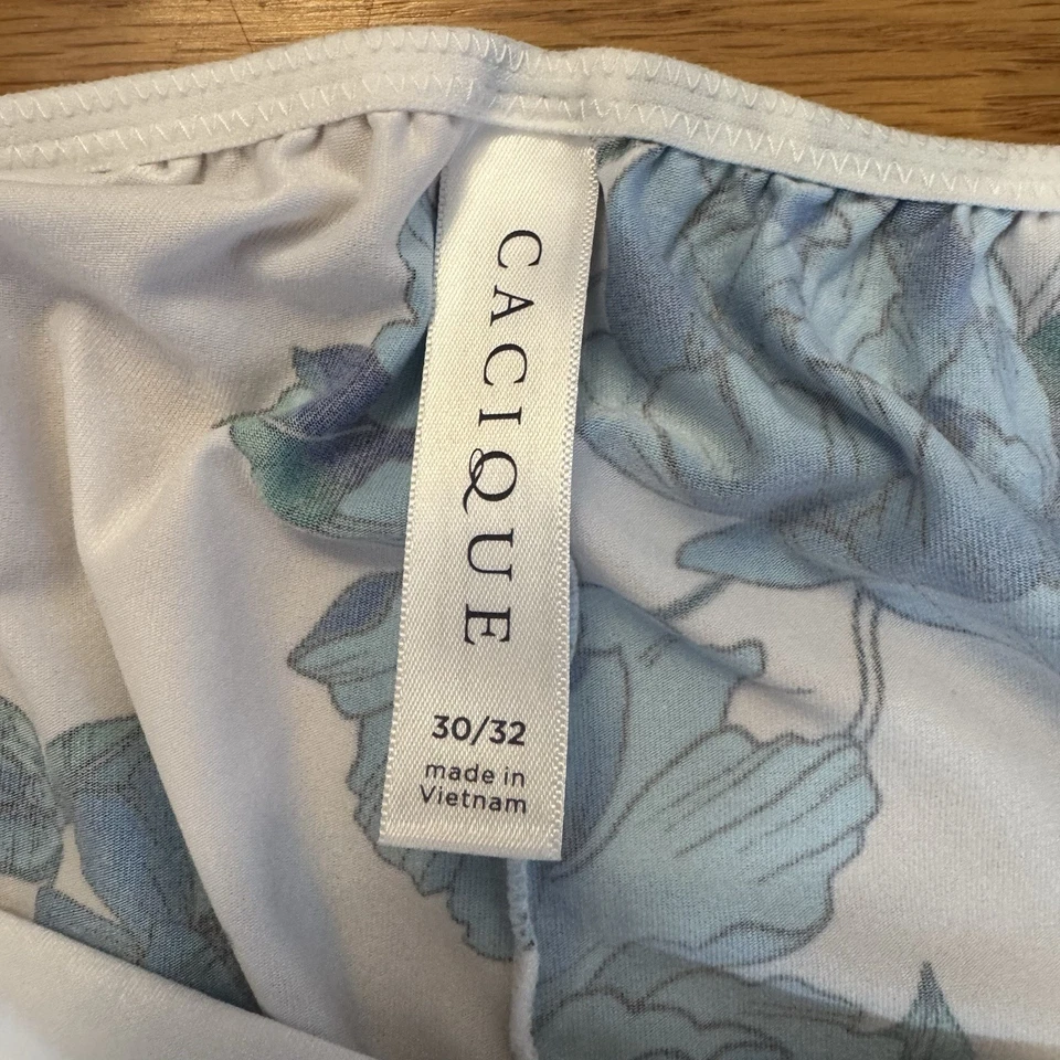 Lane Bryant Cacique White Blue Floral Bird Lace Cami Sleep Set 5x 30/32 - Image 4 of 4