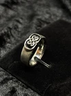 Vintage Chunky 925 Sterling Silver Ring Size N Celtic Knot Shield Welsh 7.8g