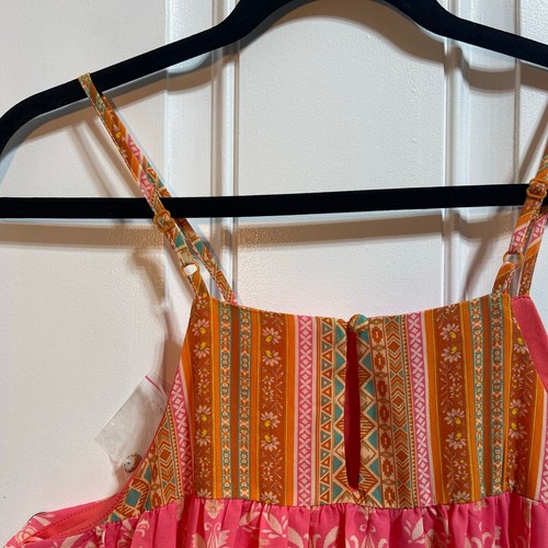Vestito donna con spalline spaghetti floreale babydoll boho pomodoro volante taglia small - Foto 5 di 10