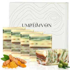 5 Pack Olive Oil Soap Bar, Organic and Natural Soap Handmade with 80% Olive Oil