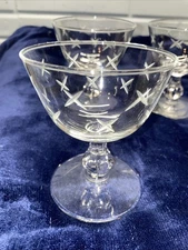 4 Libbey Stardust Water Sherbet Dessert Stems Glasses 1940’s MCM More In Store