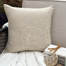 Throw Pillow Case Beige 16"x16", Room Decor Cotton Snail Pearls - Snail Pearls