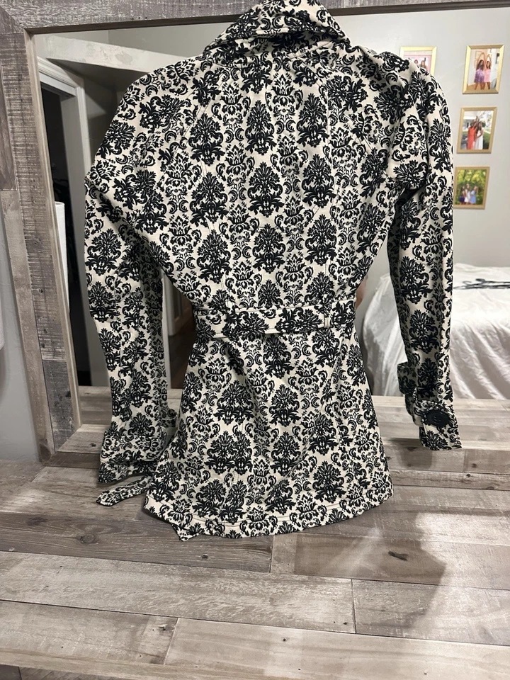 Mod Modele гороха пальто Tye талии черный и белый цветочный размер маленький - Изображение 3 из 4