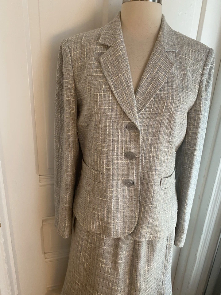 JONES NEW YORK LIGHT GRAY TWEED SKIRT SUIT-SIZE6-NWOT-RAYON LINEN COTTON BLEND! - Image 4 of 4