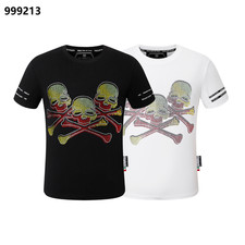 Image of NWT Philipp Plein Animal Diamond Emblem Black/White Merino T-shirt